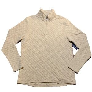 NWT St Johns Bay Sweater Men’s Sz Medium Carmel 1/4 Zip Quilted Long Sleeve